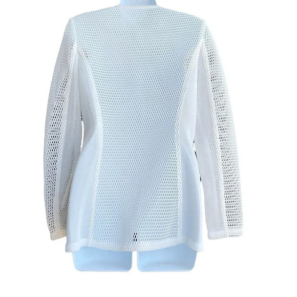 LIE SANGBONG Designer Mesh Blazer Long Sleeve V-neck Jacket Ivory Women’s Size S - Picture 2 of 3